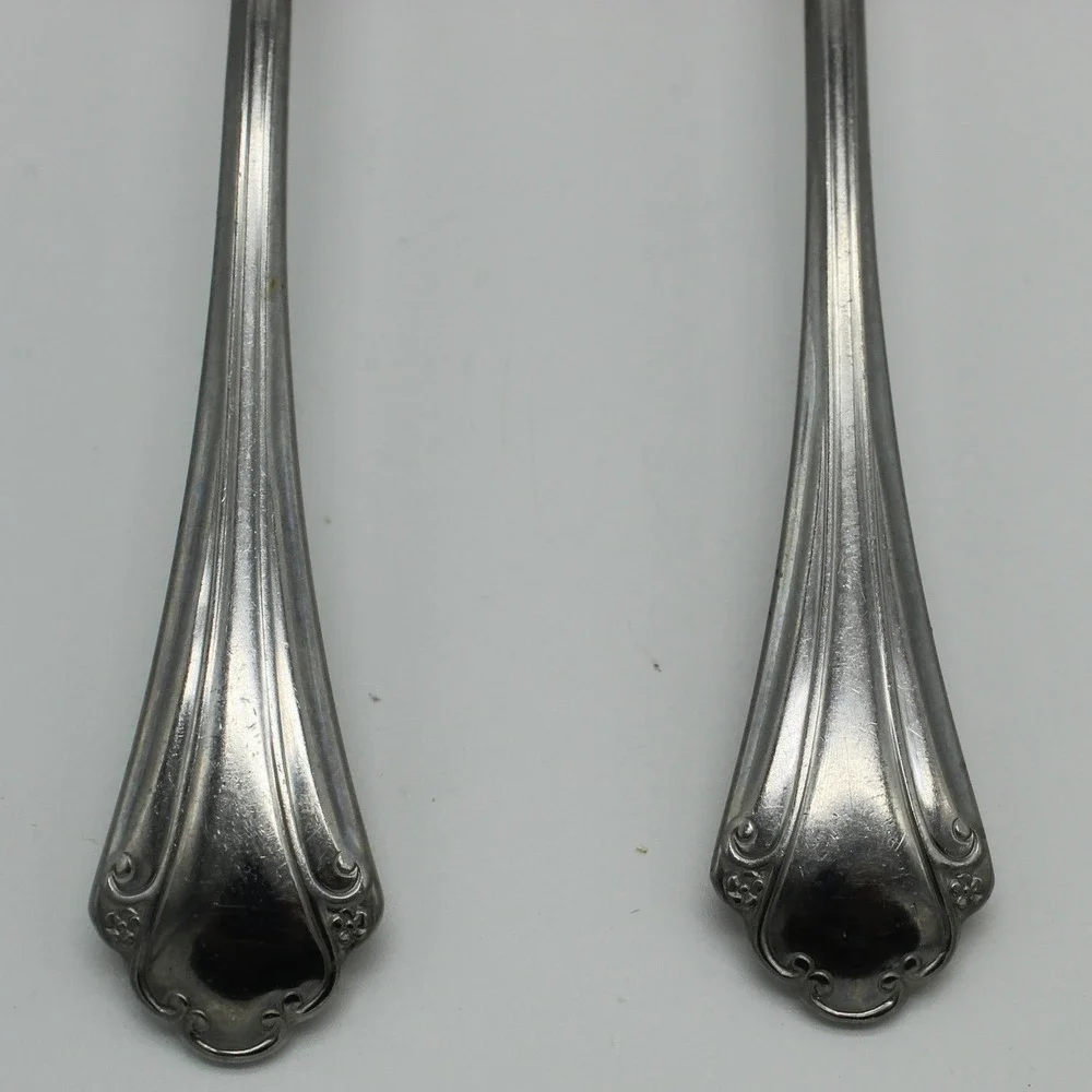 Oneida Soup Spoons Set of 2 Silver 6.75in Good Floral Scroll Stainless Flatware